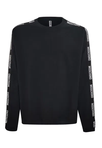 Moschino Logo Tape Crewneck Sweatshirt In Black