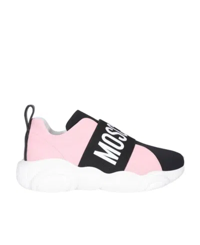 Moschino Logo Tape-detail Sneakers In White