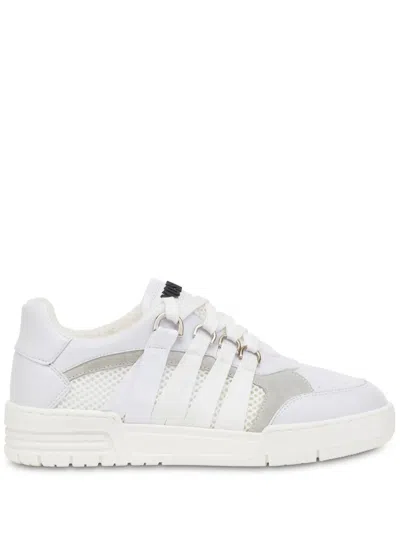 Moschino Logo-tape Leather Sneakers In White