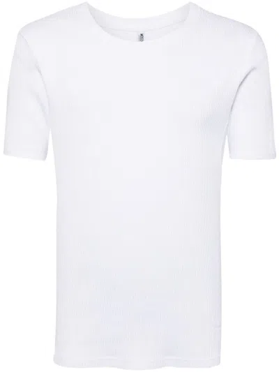 Moschino Logo-tape Ribbed T-shirt In White