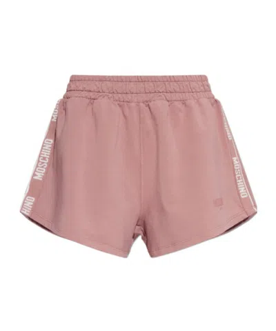 Moschino Logo Tape Shorts In Pink