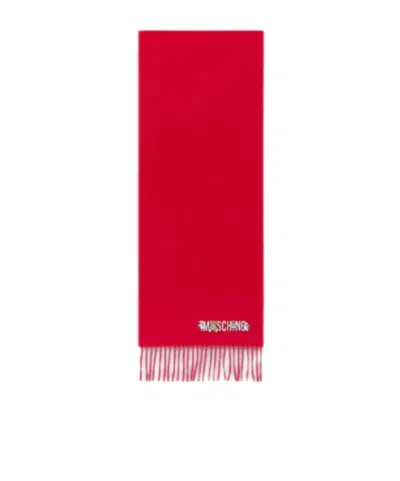 Moschino Logo Tassel Scarf In Red