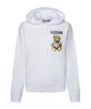 Moschino Logo Teddy Bear Printed Drawstring Hoodie In White
