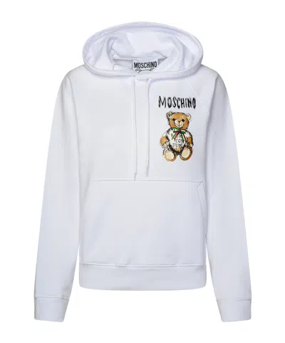 MOSCHINO MOSCHINO LOGO TEDDY BEAR PRINTED DRAWSTRING HOODIE