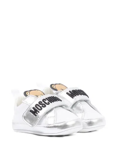 Moschino Babies' Logo Teddy Sneakers In White