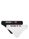 Moschino Logo Thongs (pack Of Two) In Black