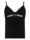 Moschino Logo Print Sleeveless Top In Black