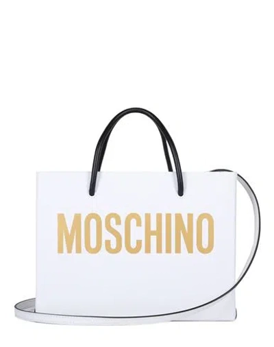 Moschino Logo Tote Woman Handbag White Size - Leather In Burgundy