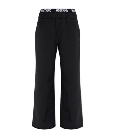 Moschino Logo-waistband Trousers In Black