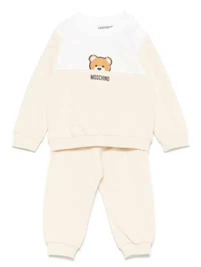 Moschino Babies' Logo Tracksuit In Neutrals