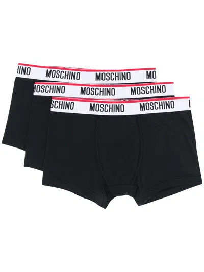 Moschino Logo Trim Boxers In Black