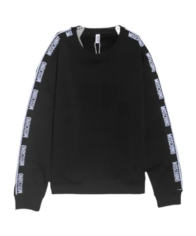 Moschino Logo Trim Sweatshirt In Black