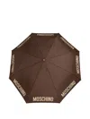 Moschino Logo Umbrella In Brown