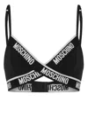 Moschino Logo-tape Detail Stretch-cotton Bra In Black