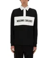 Moschino Upsidedown Logo Polo Shirt In Black