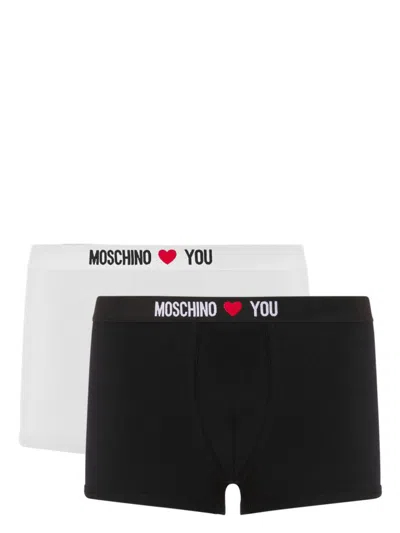 Moschino Logo-waistband Boxers (pack Of Two) In Black