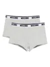 Moschino Logo-waistband Boxers (pack Of Two) In Gray