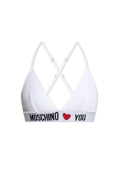 Moschino Logo-print Bra In White