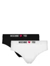 Moschino Logo-waistband Briefs (pack Of Two) In Black