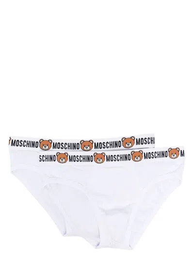 Moschino Logo-waistband Cotton Briefs In White