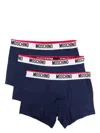 Moschino Logo-waistband Jersey Boxers (pack Of Three) In Blue