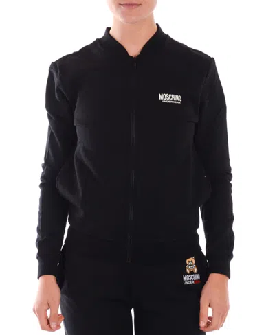 Moschino Logo Zipper Casual Jacket In Black
