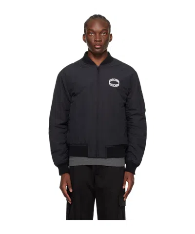 Moschino Logo Zipper Cotton Suit In Black