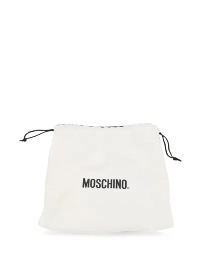 Pre-owned Moschino Logo-buckle Leather Belt In White
