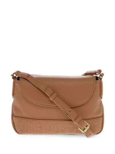 Moschino Logo-debossed Corssbody Bag In Brown