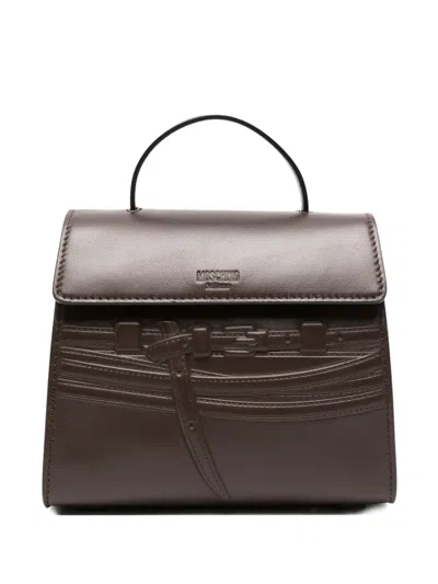 Moschino Logo-debossed Tote Bag In Brown