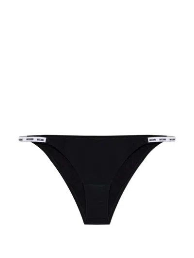 Moschino Logo-detail Bikini Bottoms In Black