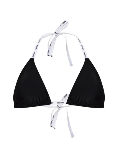 Moschino Logo-detail Bikini Top In Black