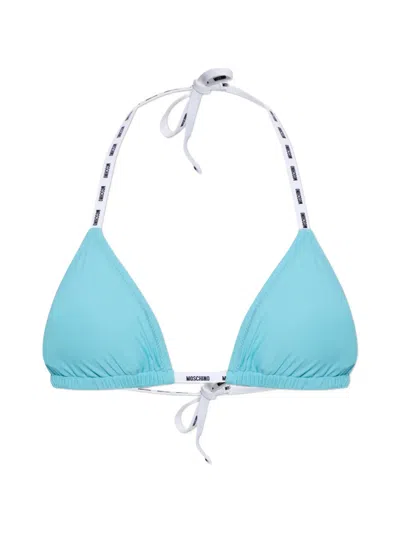 Moschino Logo-detail Bikini Top In Blue