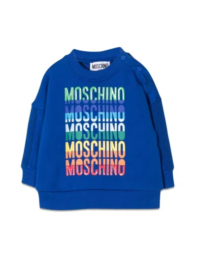 Moschino Logo-detail Cotton Sweatshirt In Blue