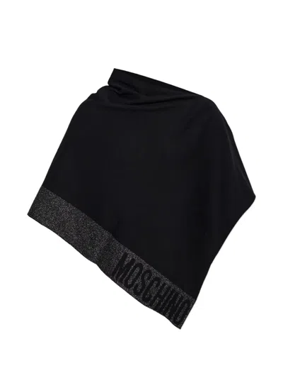 Moschino Logo-detail Metallic-trim Poncho In Black