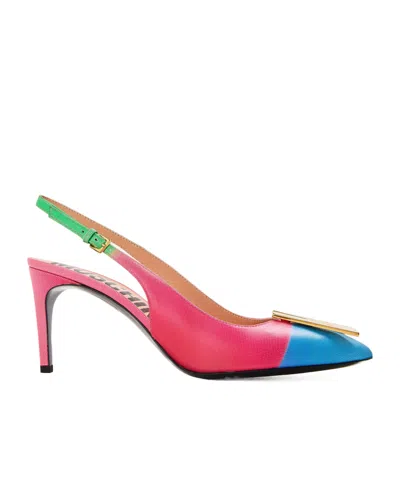 Moschino Logo-detailed High-heeled Sandals In Multi