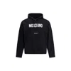 Moschino Cotton Hoodie With Drawstrings And Kangaroo Pocket In Black