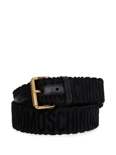 Moschino Logo-embossed Buckle-fastening Belt In Black