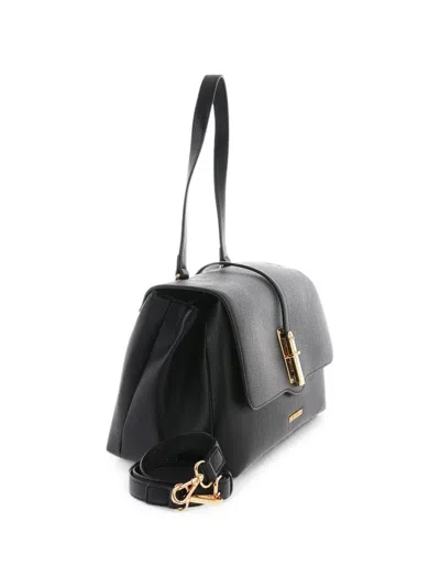 Moschino Logo-embossed Midi Shoulder Bag In Black