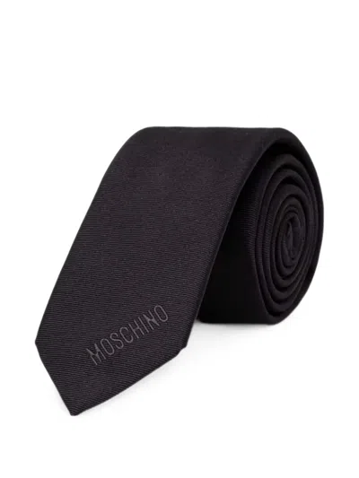 Moschino Logo-embroidered Heart-motif Tie In Green