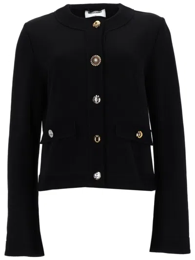 Moschino Logo-embroidered Sweatshirt In Black
