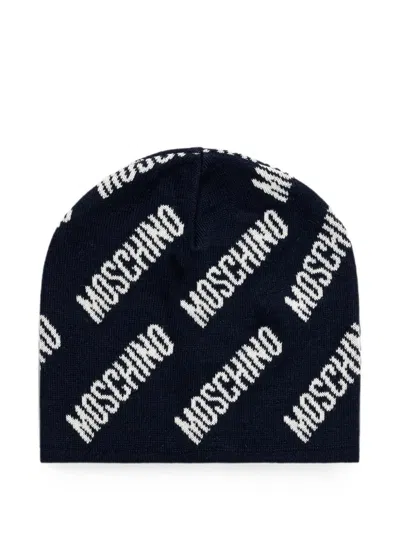 Moschino Logo-intarsia Beanie Hat In Blue