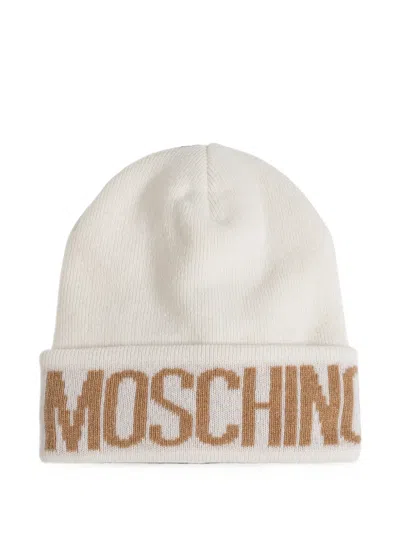 Moschino Logo-intarsia Beanie Hat In Neutral