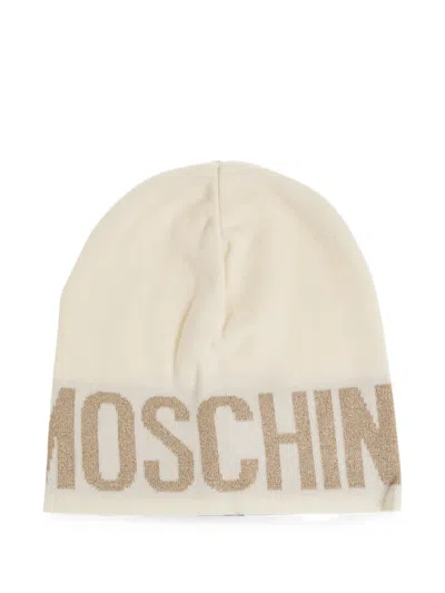 Moschino Logo-intarsia Beanie Hat In Neutral