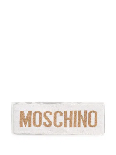 Moschino Logo-intarsia Knitted Headband In Gray