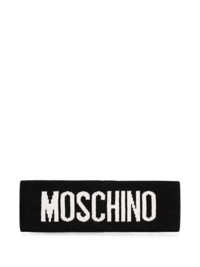 Moschino Logo-intarsia Knitted Headband In Red