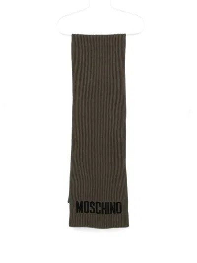 Moschino Logo-intarsia Ribbed Scarf In Neutral