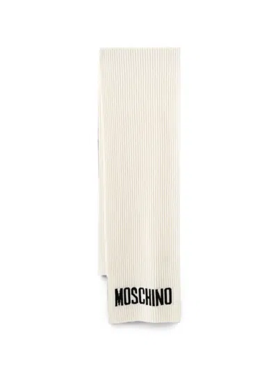 Moschino Logo-intarsia Ribbed Scarf In Orange