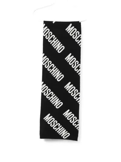 Moschino Logo-intarsia Scarf In Black