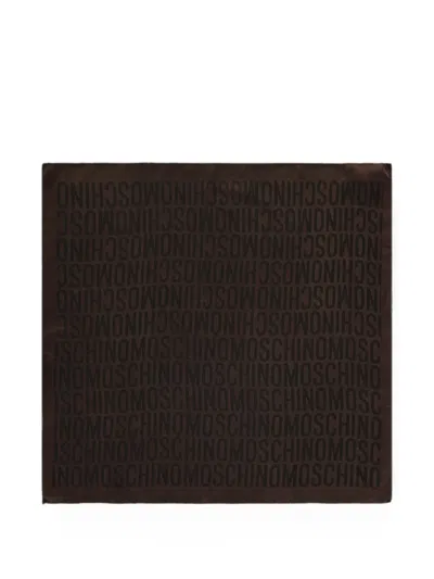 Moschino Logo-jacquard Silk Scarf In Black